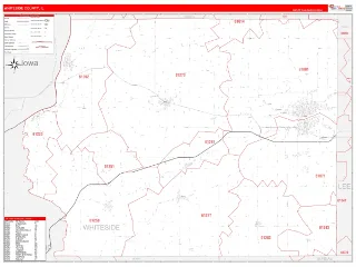 Whiteside County, IL RedLine style ZIP Code wall map