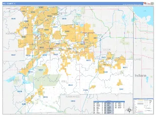 Will County, IL Business Reference style ZIP Code wall map