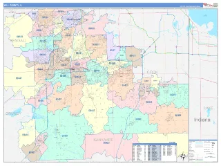 Will County, IL ColorCast style ZIP Code wall map