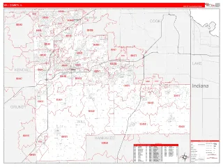 Will County, IL RedLine style ZIP Code wall map