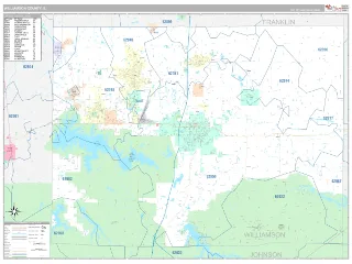 Williamson County, IL Classic style ZIP Code wall map