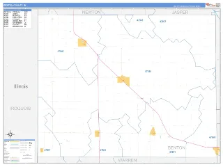Benton County, IN Business Reference style ZIP Code wall map