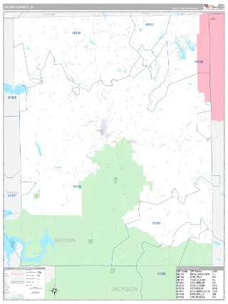 Brown County, IN Classic style ZIP Code wall map