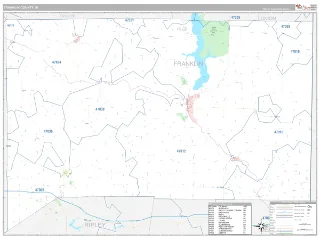 Franklin County, IN Classic style ZIP Code wall map