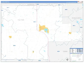 Fulton County, IN Business Reference style ZIP Code wall map
