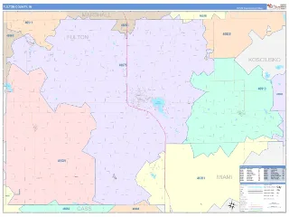 Fulton County, IN ColorCast style ZIP Code wall map