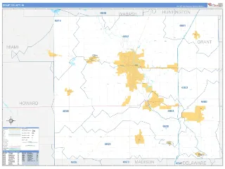 Grant County, IN Business Reference style ZIP Code wall map