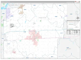 Hancock County, IN Classic style ZIP Code wall map