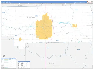 Howard County, IN Business Reference style ZIP Code wall map