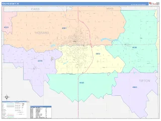 Howard County, IN ColorCast style ZIP Code wall map