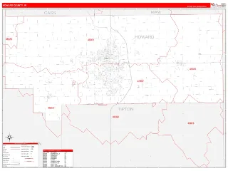 Howard County, IN RedLine style ZIP Code wall map