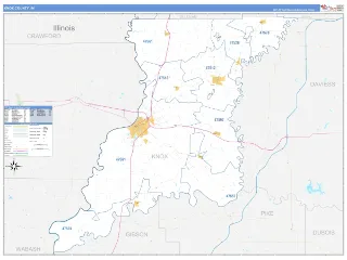 Knox County, IN Business Reference style ZIP Code wall map