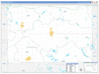 Lagrange County, IN Business Reference style ZIP Code wall map