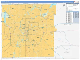 Marion County, IN Business Reference style ZIP Code wall map
