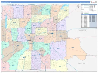 Marion County, IN ColorCast style ZIP Code wall map