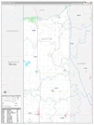 Newton County, IN Classic style ZIP Code wall map