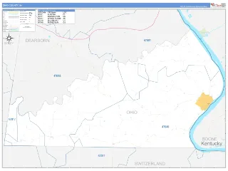 Ohio County, IN Business Reference style ZIP Code wall map
