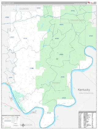 Perry County, IN Classic style ZIP Code wall map