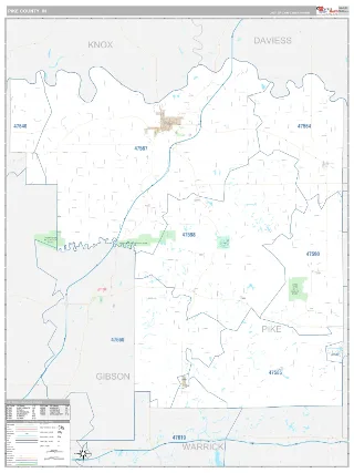 Pike County, IN Classic style ZIP Code wall map