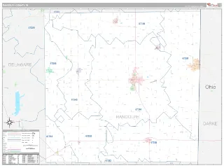 Randolph County, IN Classic style ZIP Code wall map