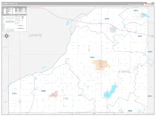 Starke County, IN Classic style ZIP Code wall map