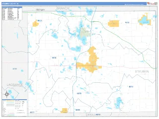 Steuben County, IN Business Reference style ZIP Code wall map
