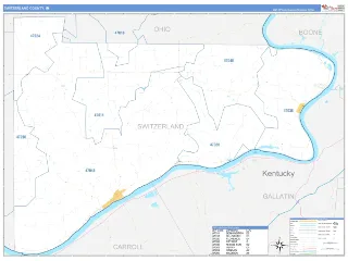 Switzerland County, IN Business Reference style ZIP Code wall map