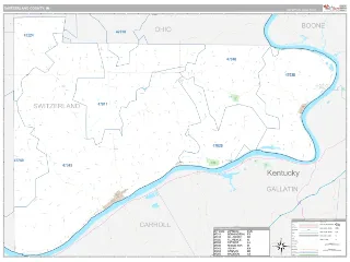 Switzerland County, IN Classic style ZIP Code wall map