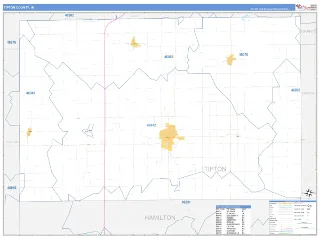 Tipton County, IN Business Reference style ZIP Code wall map