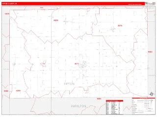 Tipton County, IN RedLine style ZIP Code wall map