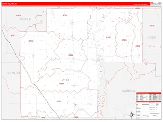 White County, IN RedLine style ZIP Code wall map
