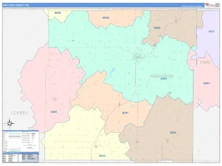 Anderson County, KS ColorCast style ZIP Code wall map