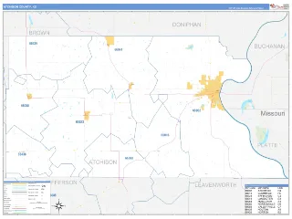 Atchison County, KS Business Reference style ZIP Code wall map
