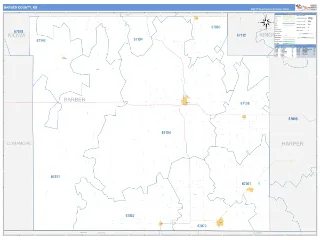 Barber County, KS Business Reference style ZIP Code wall map