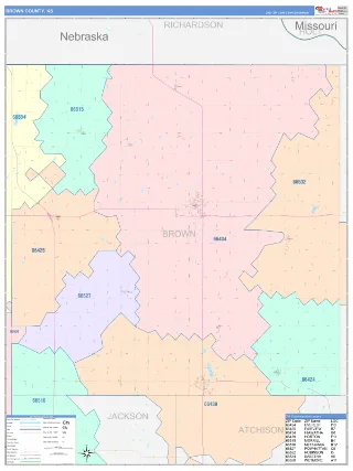 Brown County, KS ColorCast style ZIP Code wall map