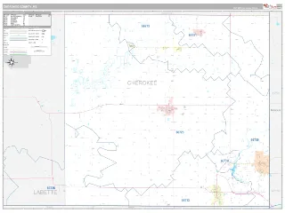 Cherokee County, KS Classic style ZIP Code wall map