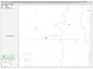 Cheyenne County, KS Classic style ZIP Code wall map