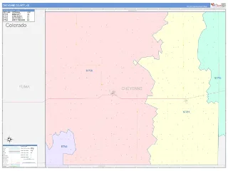 Cheyenne County, KS ColorCast style ZIP Code wall map
