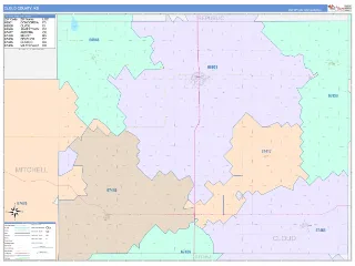 Cloud County, KS ColorCast style ZIP Code wall map