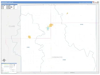Comanche County, KS Business Reference style ZIP Code wall map