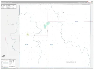 Comanche County, KS Classic style ZIP Code wall map