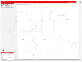 Comanche County, KS RedLine style ZIP Code wall map