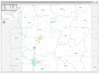 Cowley County, KS Classic style ZIP Code wall map
