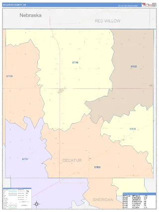 Decatur County, KS ColorCast style ZIP Code wall map