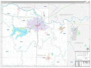 Douglas County, KS Classic style ZIP Code wall map