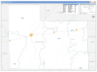 Edwards County, KS Business Reference style ZIP Code wall map