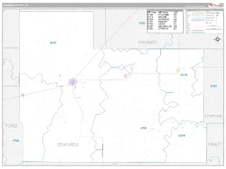 Edwards County, KS Classic style ZIP Code wall map