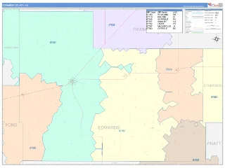 Edwards County, KS ColorCast style ZIP Code wall map