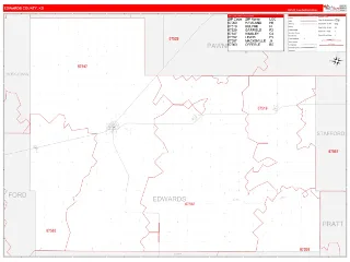 Edwards County, KS RedLine style ZIP Code wall map