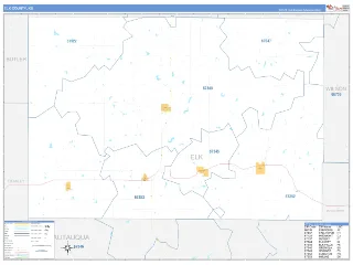 Elk County, KS Business Reference style ZIP Code wall map